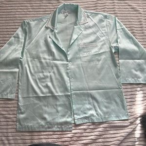 Teal Christian Dior vintage satin pj top
